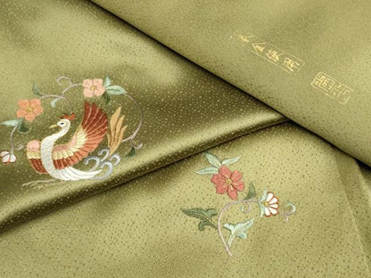 平和屋着物●金彩友禅作家 金彩の魔術師 堀省平 金煌織 訪問着 刺繍 鳳凰花丸文 暈し染め 金糸 金銀彩 本金使用 正絹 逸品 AABF5276cs