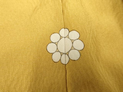 平和屋着物●上質な色無地 樹林地紋 芥子色 正絹 逸品 AABF5277cs
