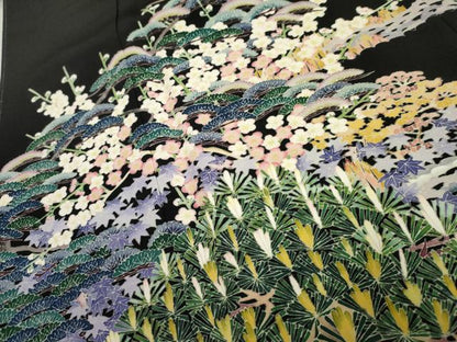平和屋着物●本加賀友禅作家 東藤岳 黒留袖 梅松風景花文 正絹 逸品 AABF5280cs