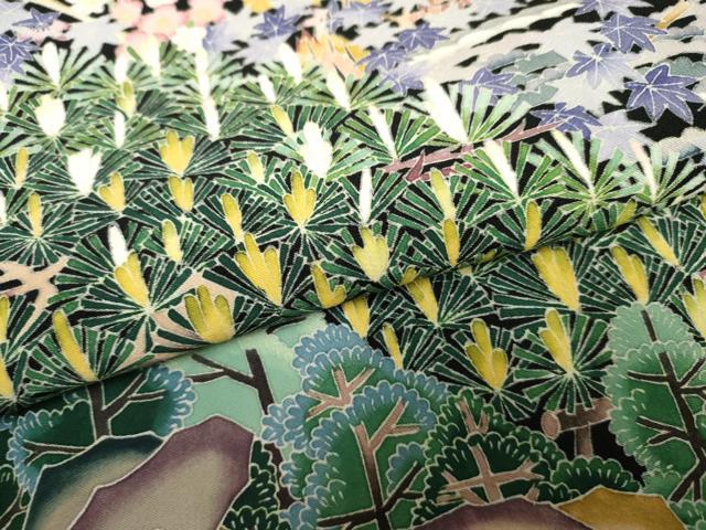 平和屋着物●本加賀友禅作家 東藤岳 黒留袖 梅松風景花文 正絹 逸品 AABF5280cs