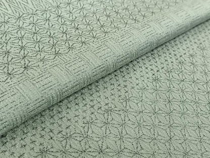 平和屋着物▽お召 単衣 作家物 横段吉祥文 正絹 逸品 AABF5285jh