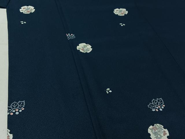 平和屋着物▽小紋 単衣 雪輪花文 洗える着物 AABF5289jh