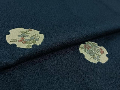 平和屋着物▽小紋 単衣 雪輪花文 洗える着物 AABF5289jh
