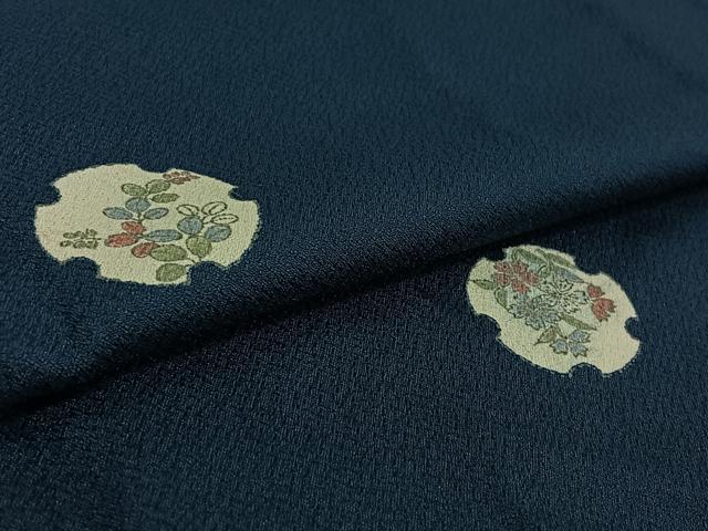 平和屋着物▽小紋 単衣 雪輪花文 洗える着物 AABF5289jh