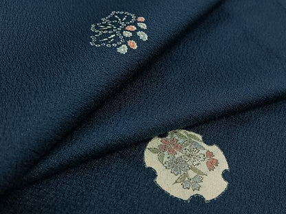 平和屋着物▽小紋 単衣 雪輪花文 洗える着物 AABF5289jh