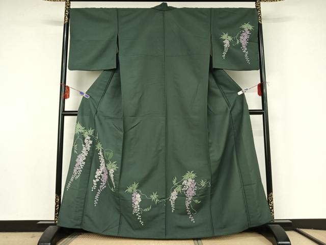 平和屋着物▽訪問着 単衣 藤文 洗える着物 AABF5291jh