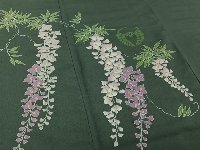 平和屋着物▽訪問着 単衣 藤文 洗える着物 AABF5291jh
