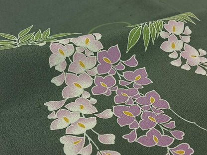 平和屋着物▽訪問着 単衣 藤文 洗える着物 AABF5291jh