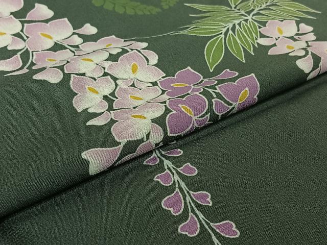 平和屋着物▽訪問着 単衣 藤文 洗える着物 AABF5291jh