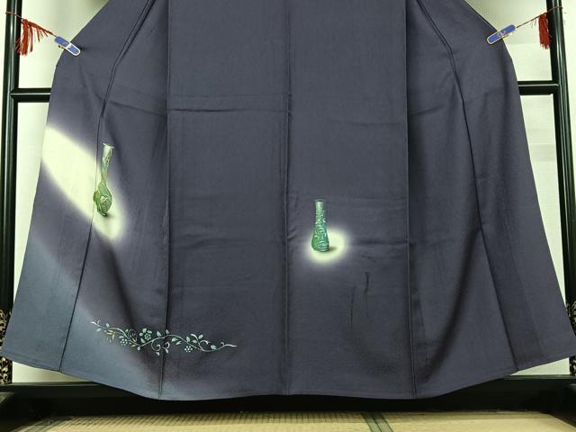 平和屋着物▽訪問着 単衣 陶器花蝶文 暈し染め 金銀彩 正絹 逸品 AABF5292jh