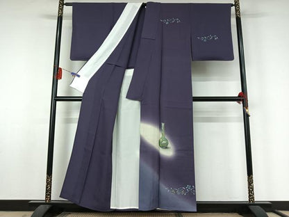 平和屋着物▽訪問着 単衣 陶器花蝶文 暈し染め 金銀彩 正絹 逸品 AABF5292jh