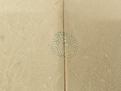 平和屋着物▽上質な色無地　単衣　風景花地紋　灰桜色　正絹　逸品　AABF5293jh