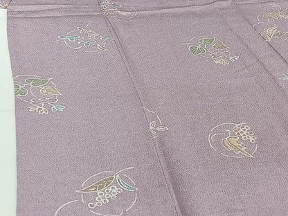 平和屋着物▽上質な小紋　単衣　花丸文　ろうけつ染め　鬼しぼ縮緬　正絹　逸品　AABF5295jh