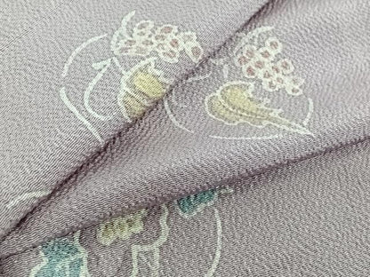 平和屋着物▽上質な小紋　単衣　花丸文　ろうけつ染め　鬼しぼ縮緬　正絹　逸品　AABF5295jh