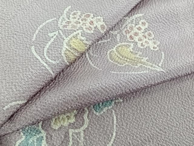 平和屋着物▽上質な小紋　単衣　花丸文　ろうけつ染め　鬼しぼ縮緬　正絹　逸品　AABF5295jh