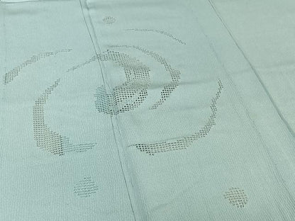 平和屋着物▽無地絵羽訪問着 単衣 ドロンワーク 流水文 空色 正絹 逸品 AABF5296jh