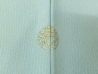 平和屋着物▽無地絵羽訪問着 単衣 ドロンワーク 流水文 空色 正絹 逸品 AABF5296jh