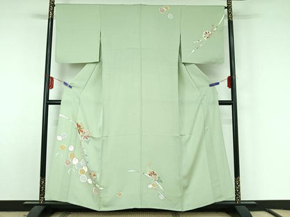 平和屋着物▽訪問着 単衣 熨斗花文 金彩 正絹 逸品 AABF5297jh
