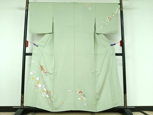平和屋着物▽訪問着 単衣 熨斗花文 金彩 正絹 逸品 AABF5297jh