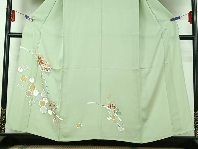 平和屋着物▽訪問着 単衣 熨斗花文 金彩 正絹 逸品 AABF5297jh