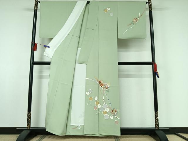 平和屋着物▽訪問着 単衣 熨斗花文 金彩 正絹 逸品 AABF5297jh