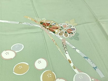 平和屋着物▽訪問着 単衣 熨斗花文 金彩 正絹 逸品 AABF5297jh