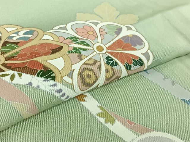 平和屋着物▽訪問着 単衣 熨斗花文 金彩 正絹 逸品 AABF5297jh