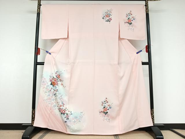 平和屋着物▽訪問着 単衣 枝花文 暈し染め 正絹 逸品 AABF5300jh