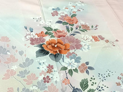 平和屋着物▽訪問着 単衣 枝花文 暈し染め 正絹 逸品 AABF5300jh