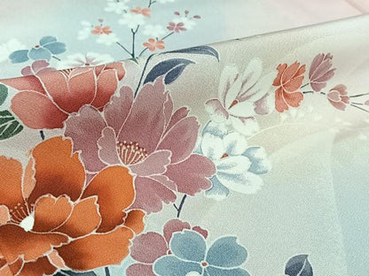 平和屋着物▽訪問着 単衣 枝花文 暈し染め 正絹 逸品 AABF5300jh