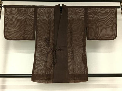 平和屋着物▽道中着　スリーシーズン　春夏秋　塵除け　樹林紋紗　赤墨色　洗える着物　AABF5308jh