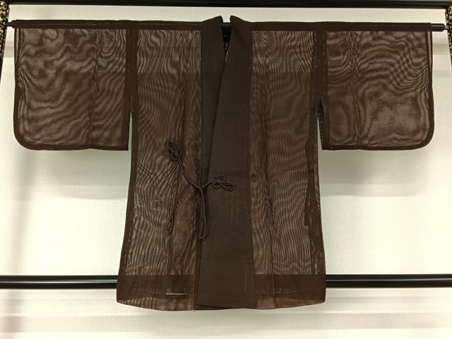 平和屋着物▽道中着　スリーシーズン　春夏秋　塵除け　樹林紋紗　赤墨色　洗える着物　AABF5308jh