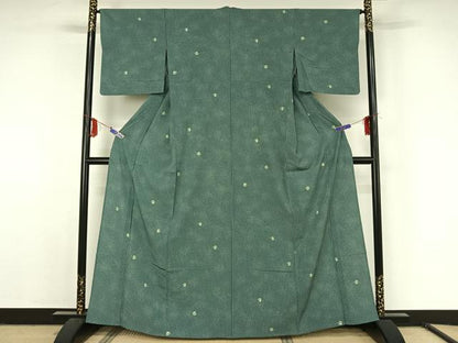 平和屋着物▽上質な小紋 単衣 幾何学間道 正絹 逸品 AABF5311jh