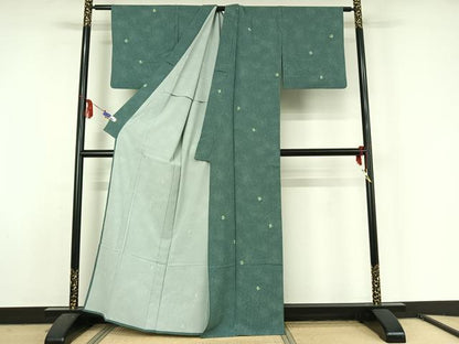 平和屋着物▽上質な小紋 単衣 幾何学間道 正絹 逸品 AABF5311jh