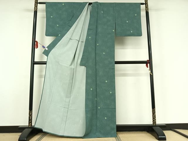 平和屋着物▽上質な小紋 単衣 幾何学間道 正絹 逸品 AABF5311jh