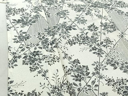 平和屋着物▽上質な小紋 単衣 枝花文 銀彩 正絹 逸品 AABF5314jh