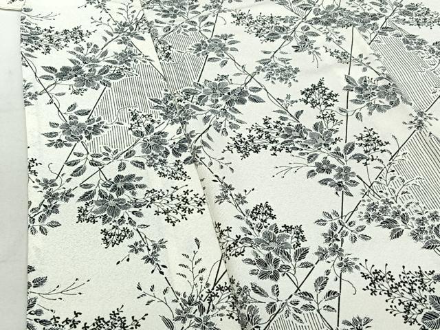 平和屋着物▽上質な小紋 単衣 枝花文 銀彩 正絹 逸品 AABF5314jh