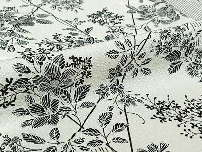 平和屋着物▽上質な小紋 単衣 枝花文 銀彩 正絹 逸品 AABF5314jh