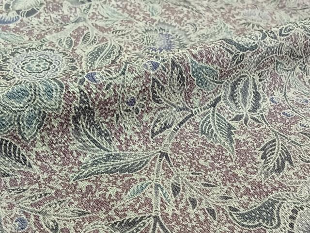 平和屋着物▽上質な小紋 単衣 更紗花鳥文 鬼しぼ縮緬 正絹 逸品 AABF5315jh