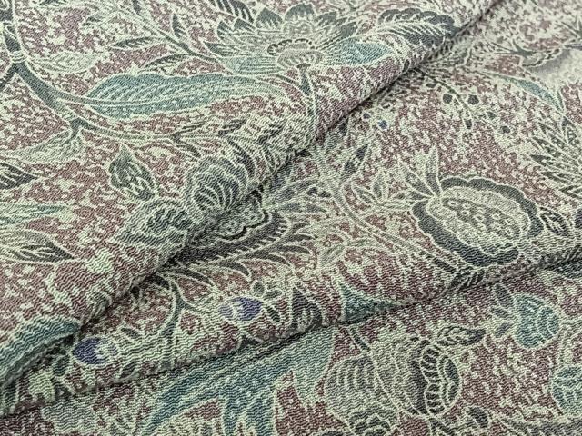 平和屋着物▽上質な小紋 単衣 更紗花鳥文 鬼しぼ縮緬 正絹 逸品 AABF5315jh