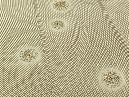 平和屋着物▽訪問着 単衣 刺繍 正倉院花文 蛍暈し 金糸 金彩 正絹 逸品 AABF5316jh
