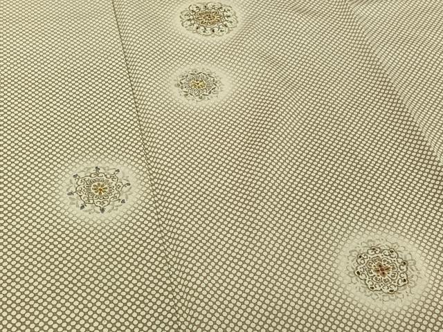 平和屋着物▽訪問着 単衣 刺繍 正倉院花文 蛍暈し 金糸 金彩 正絹 逸品 AABF5316jh