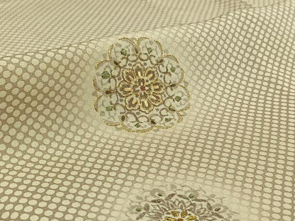 平和屋着物▽訪問着 単衣 刺繍 正倉院花文 蛍暈し 金糸 金彩 正絹 逸品 AABF5316jh