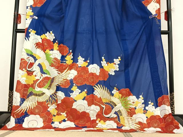 平和屋着物▽振袖 無双 絽袷 絽×絽 駒刺繍 飛鶴花文 金彩 洗える着物 AABF5317jh