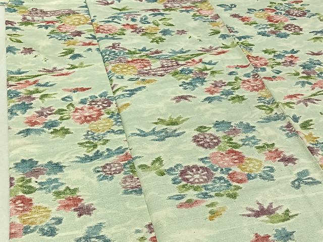 平和屋着物▽上質な紬 単衣 風景流水花文 正絹 逸品 AABF5320jh