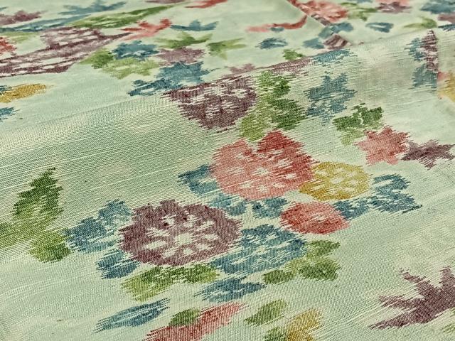 平和屋着物▽上質な紬 単衣 風景流水花文 正絹 逸品 AABF5320jh