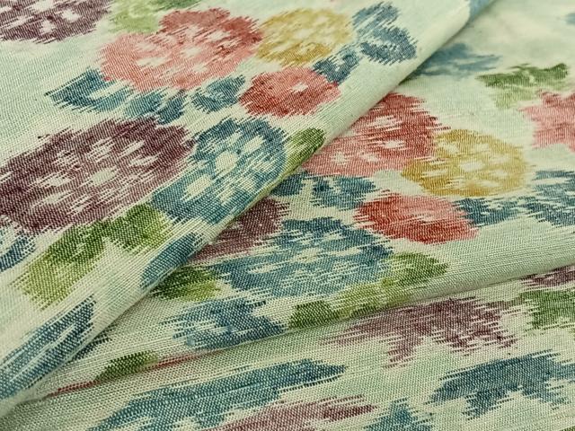 平和屋着物▽上質な紬 単衣 風景流水花文 正絹 逸品 AABF5320jh