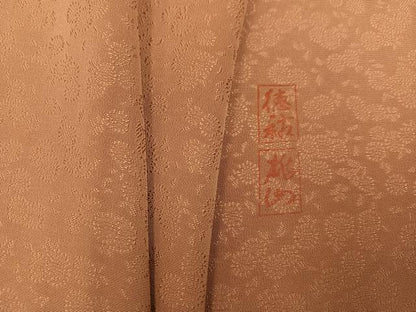 平和屋着物●上質な色無地 作家物 徳祐 草花地紋 駱駝色 正絹 逸品 未使用 AABF5323ph