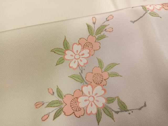 平和屋着物●長襦袢　無双仕立て　桜文　金彩　広衿仕立て　正絹　逸品　AABF5325ph