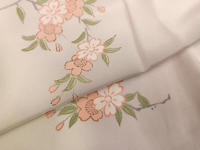 平和屋着物●長襦袢　無双仕立て　桜文　金彩　広衿仕立て　正絹　逸品　AABF5325ph